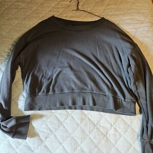 (3 For $15) Forever 21 Cropped Long-Sleeve Sweatahirt - Dark Green